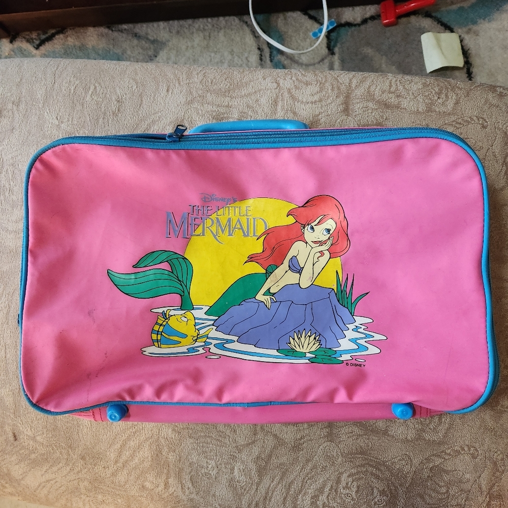 Vintage little Mermaid pink kids suitcase